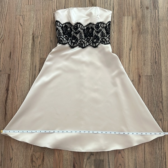 White House Black Market Strapless Ivory & Black Lace Dress - Picture 5 of 10